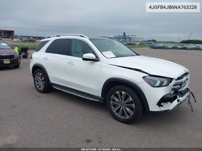 2022 Mercedes-Benz Gle 350 VIN: 4JGFB4JB6NA763228 Lot: 42731085