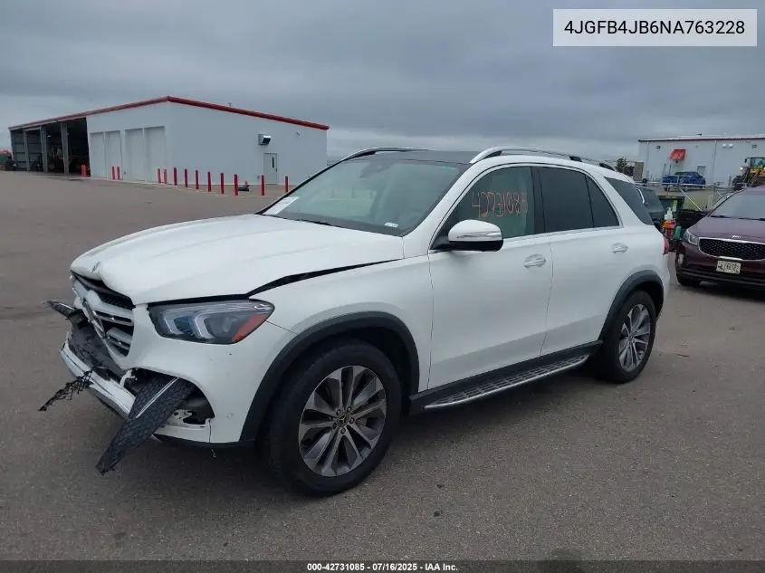 2022 Mercedes-Benz Gle 350 VIN: 4JGFB4JB6NA763228 Lot: 42731085