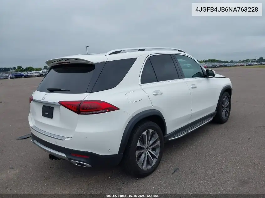 2022 Mercedes-Benz Gle 350 VIN: 4JGFB4JB6NA763228 Lot: 42731085
