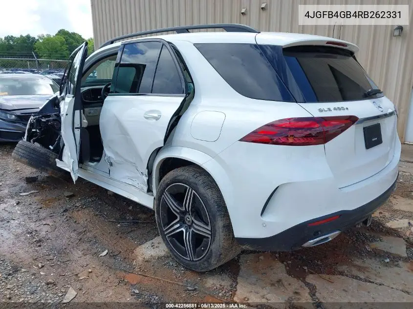 2024 Mercedes-Benz Gle 450 Plug-In Hybrid 4Matic VIN: 4JGFB4GB4RB262331 Lot: 42256881