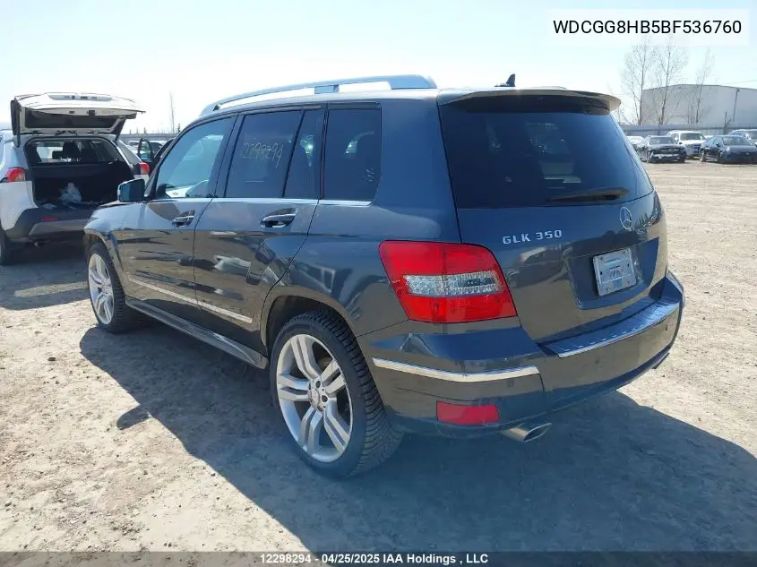2011 Mercedes-Benz Glk 350 4Matic VIN: WDCGG8HB5BF536760 Lot: 12298294