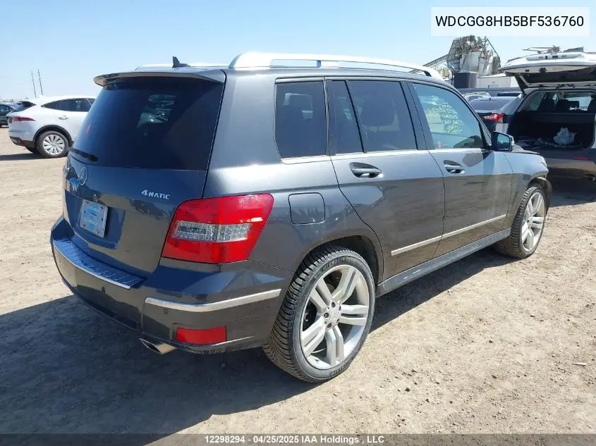 2011 Mercedes-Benz Glk 350 4Matic VIN: WDCGG8HB5BF536760 Lot: 12298294