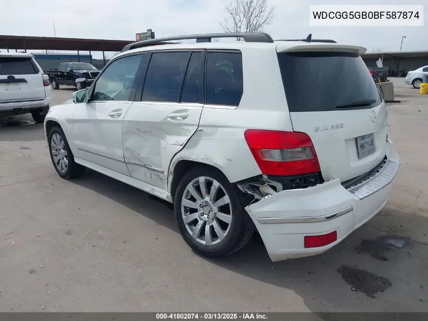 2011 Mercedes-Benz Glk 350 VIN: WDCGG5GB0BF587874 Lot: 41802074