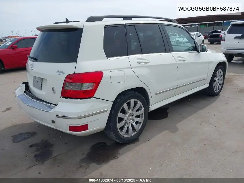 2011 Mercedes-Benz Glk 350 VIN: WDCGG5GB0BF587874 Lot: 41802074