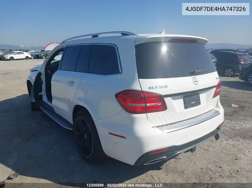 2017 Mercedes-Benz Gls 550 4Matic VIN: 4JGDF7DE4HA747326 Lot: 12305889