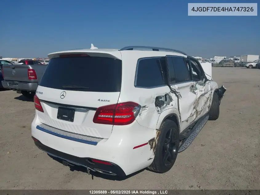 2017 Mercedes-Benz Gls 550 4Matic VIN: 4JGDF7DE4HA747326 Lot: 12305889