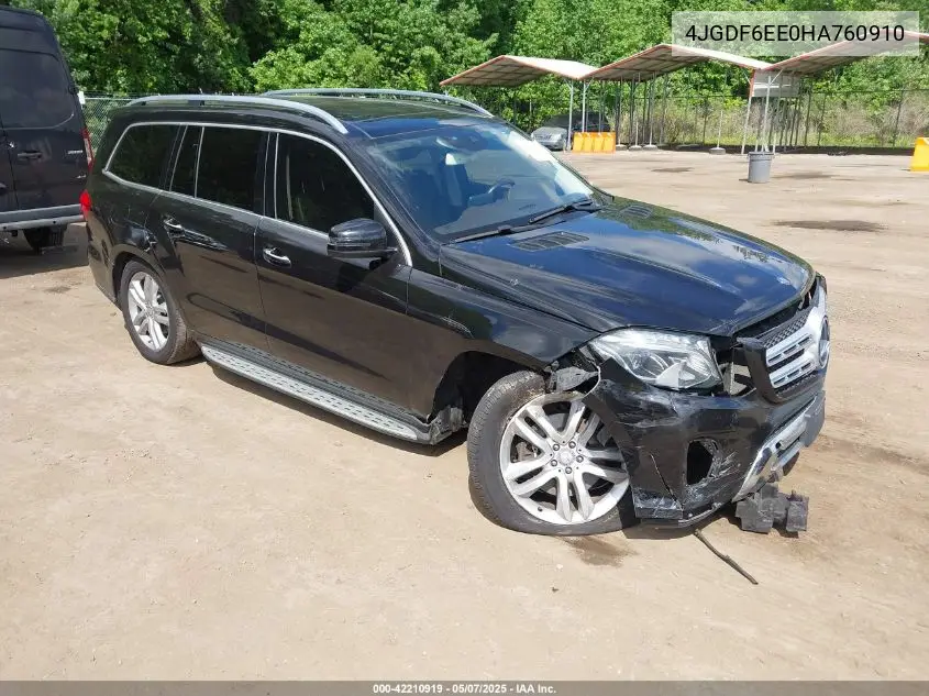 2017 Mercedes-Benz Gls 450 4Matic VIN: 4JGDF6EE0HA760910 Lot: 42210919