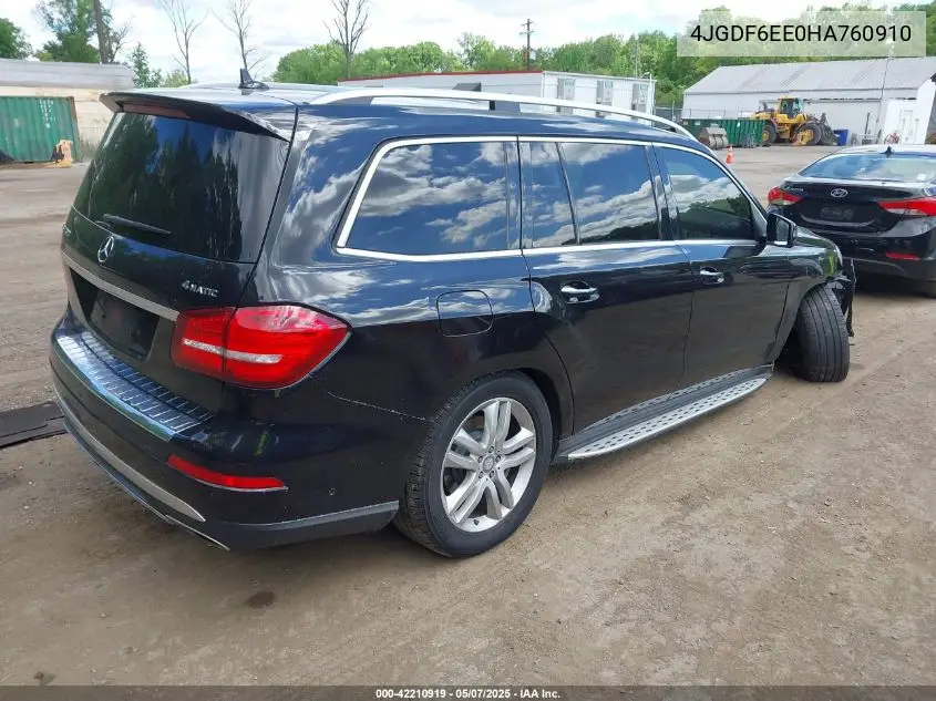 2017 Mercedes-Benz Gls 450 4Matic VIN: 4JGDF6EE0HA760910 Lot: 42210919
