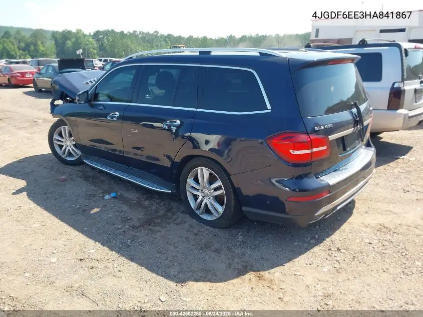 2017 Mercedes-Benz Gls 450 4Matic VIN: 4JGDF6EE3HA841867 Lot: 42562265