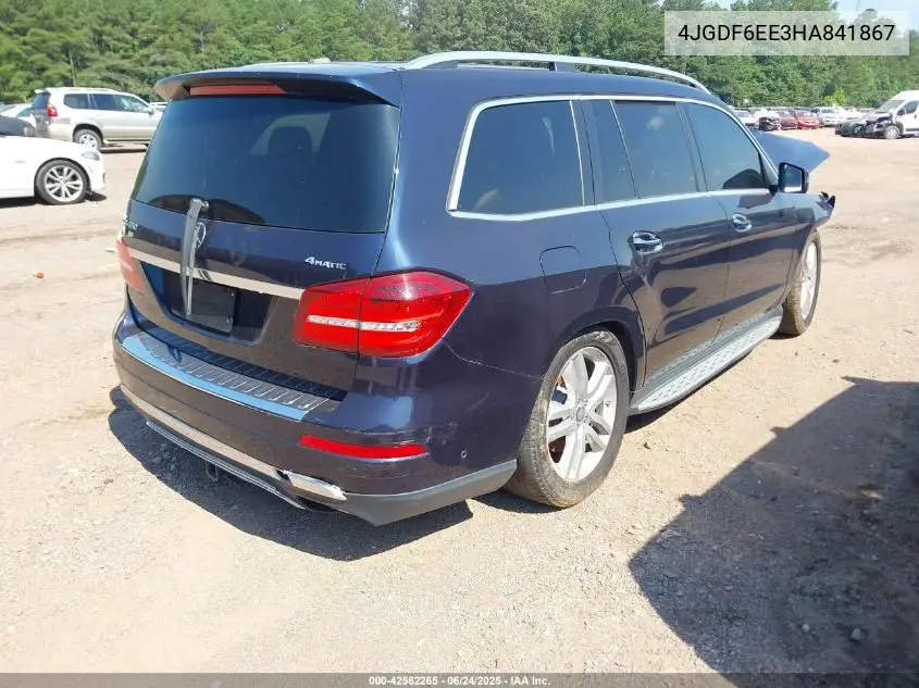 2017 Mercedes-Benz Gls 450 4Matic VIN: 4JGDF6EE3HA841867 Lot: 42562265