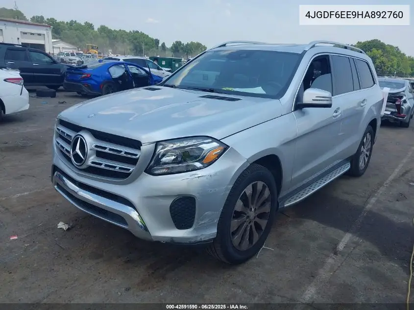 2017 Mercedes-Benz Gls 450 4Matic VIN: 4JGDF6EE9HA892760 Lot: 42591590