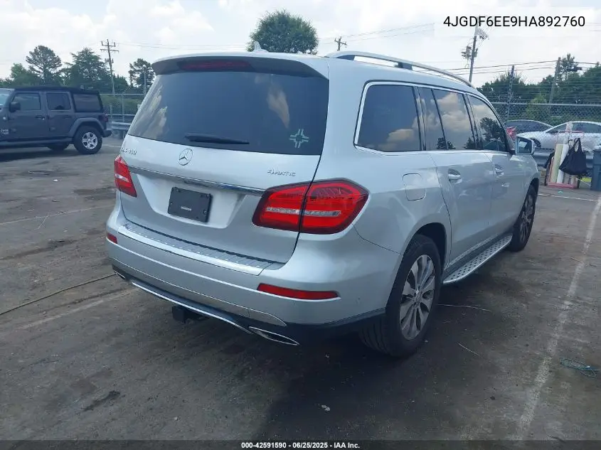 2017 Mercedes-Benz Gls 450 4Matic VIN: 4JGDF6EE9HA892760 Lot: 42591590