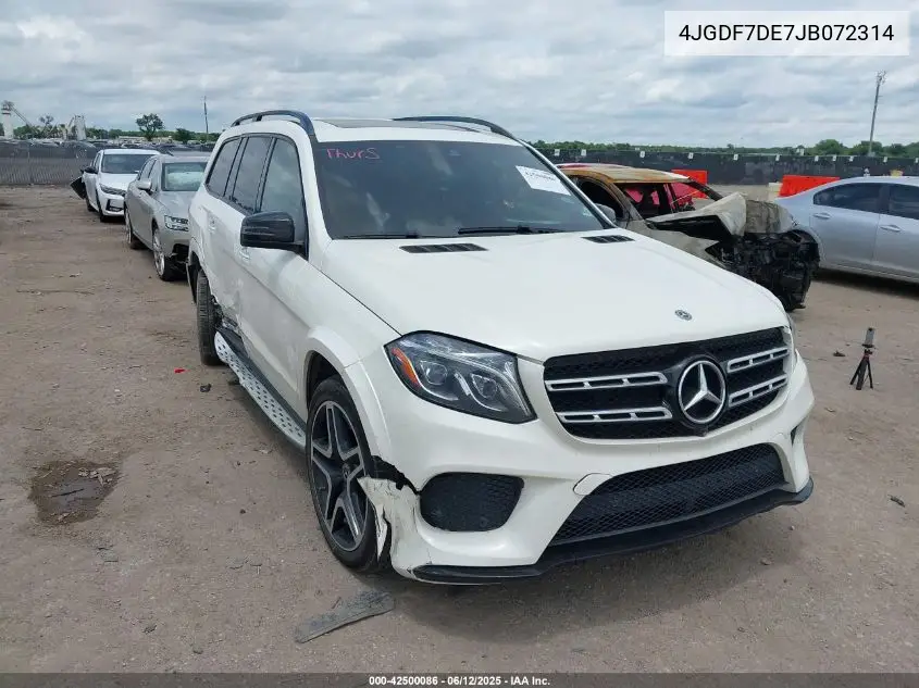 2018 Mercedes-Benz Gls 550 4Matic VIN: 4JGDF7DE7JB072314 Lot: 42500086