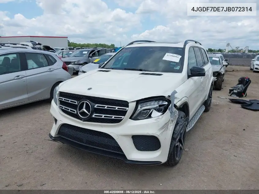 2018 Mercedes-Benz Gls 550 4Matic VIN: 4JGDF7DE7JB072314 Lot: 42500086