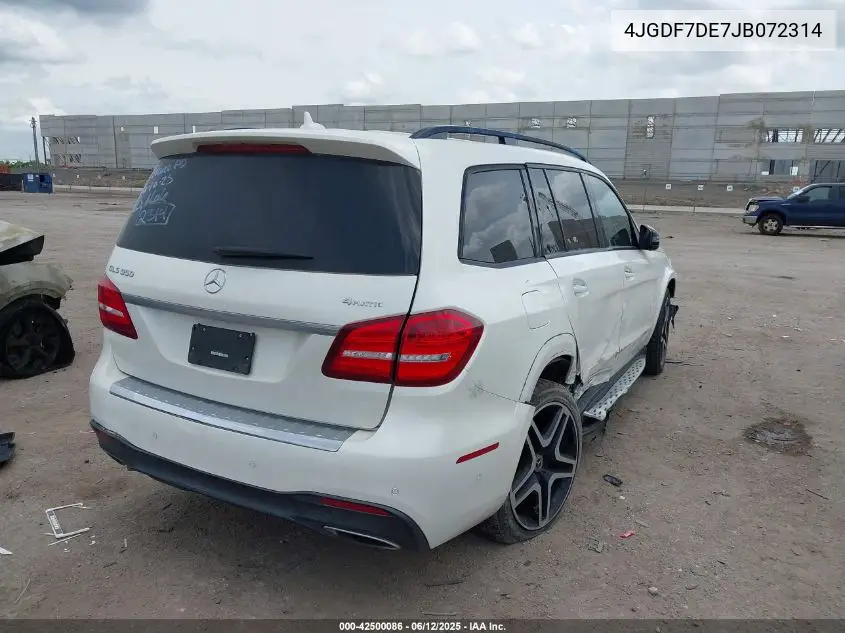 2018 Mercedes-Benz Gls 550 4Matic VIN: 4JGDF7DE7JB072314 Lot: 42500086