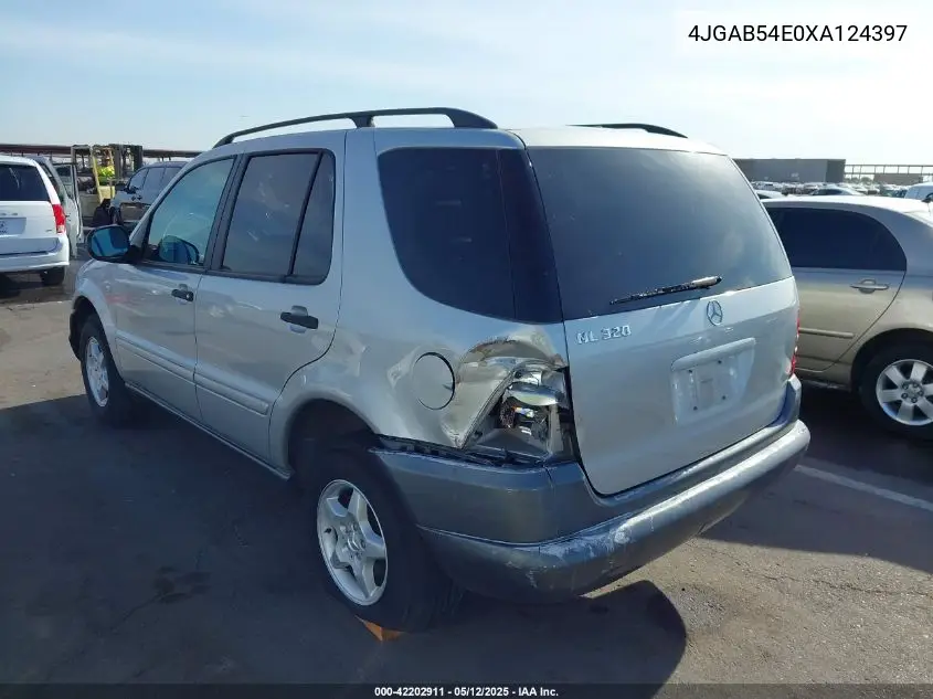 1999 Mercedes-Benz Ml320 320 VIN: 4JGAB54E0XA124397 Lot: 42202911