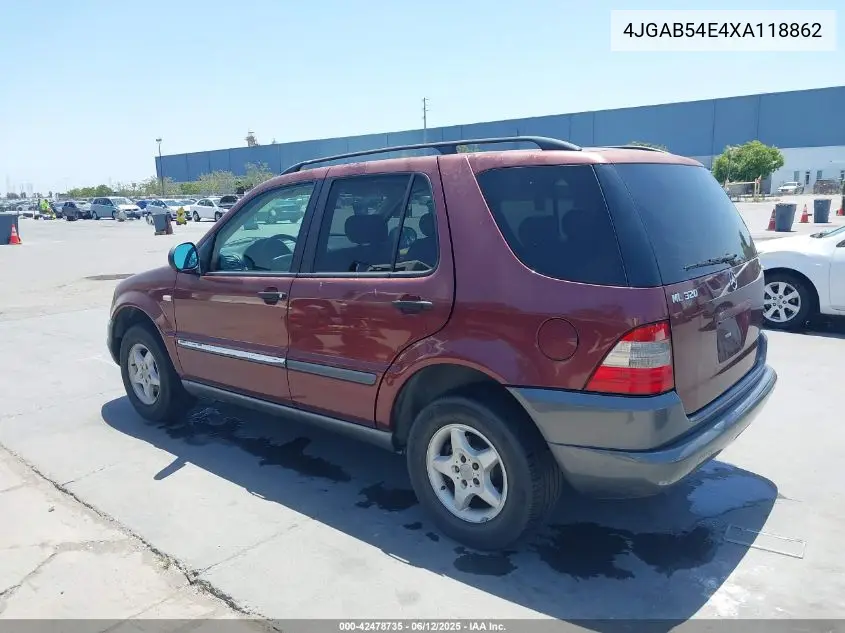 1999 Mercedes-Benz Ml 320 VIN: 4JGAB54E4XA118862 Lot: 42478735