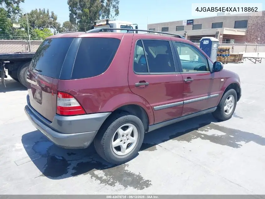 1999 Mercedes-Benz Ml 320 VIN: 4JGAB54E4XA118862 Lot: 42478735