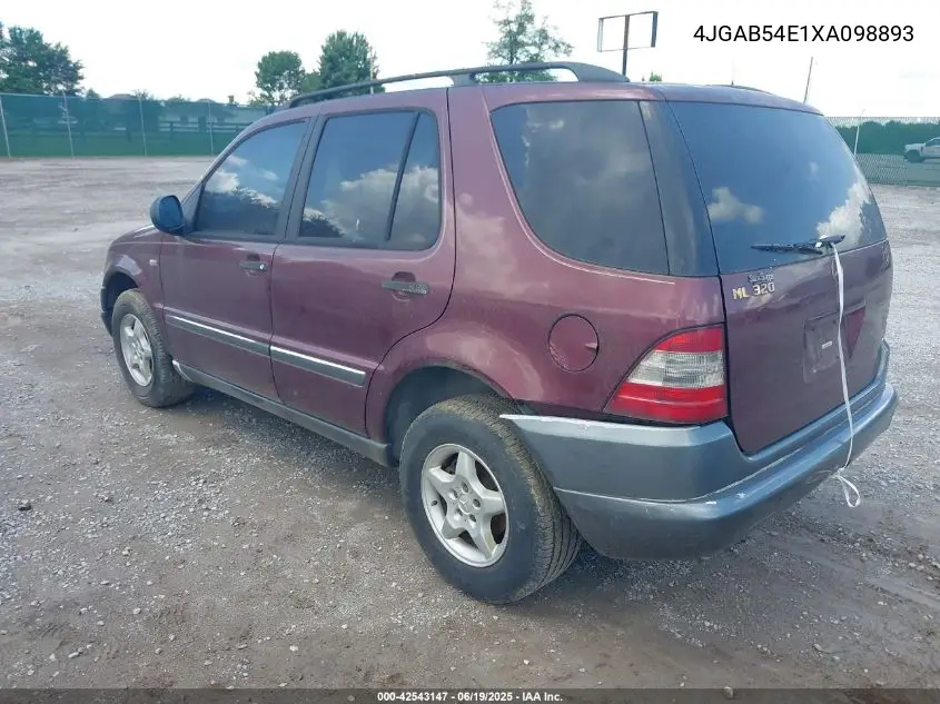 1999 Mercedes-Benz Ml 320 VIN: 4JGAB54E1XA098893 Lot: 42543147