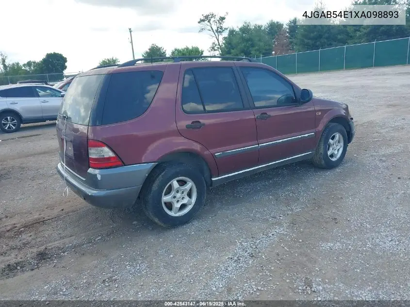 1999 Mercedes-Benz Ml 320 VIN: 4JGAB54E1XA098893 Lot: 42543147
