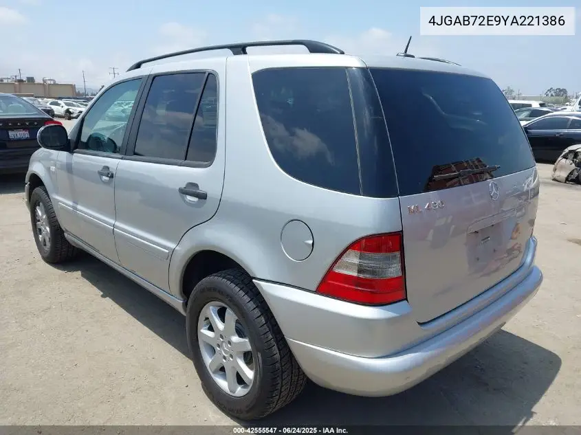 2000 Mercedes-Benz Ml 430 VIN: 4JGAB72E9YA221386 Lot: 42555547