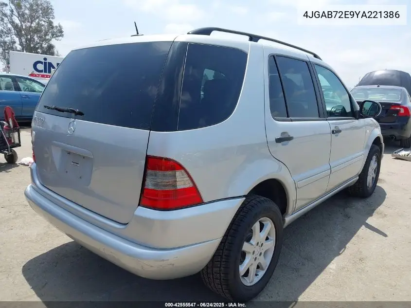 2000 Mercedes-Benz Ml 430 VIN: 4JGAB72E9YA221386 Lot: 42555547