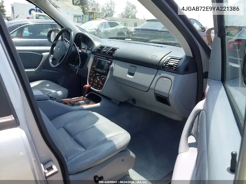 2000 Mercedes-Benz Ml 430 VIN: 4JGAB72E9YA221386 Lot: 42555547