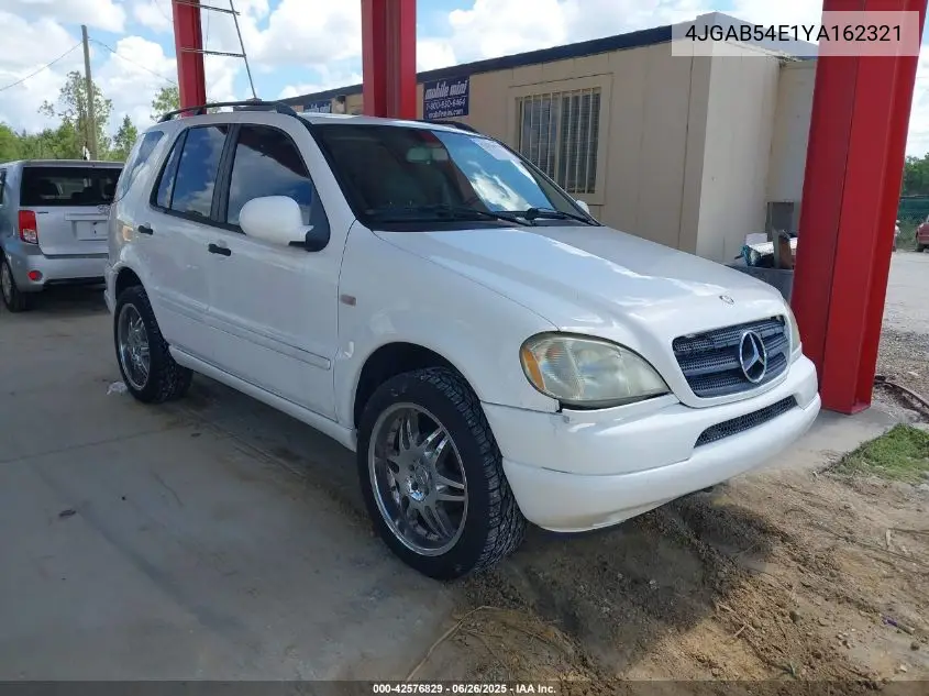 2000 Mercedes-Benz Ml 320 VIN: 4JGAB54E1YA162321 Lot: 42576829
