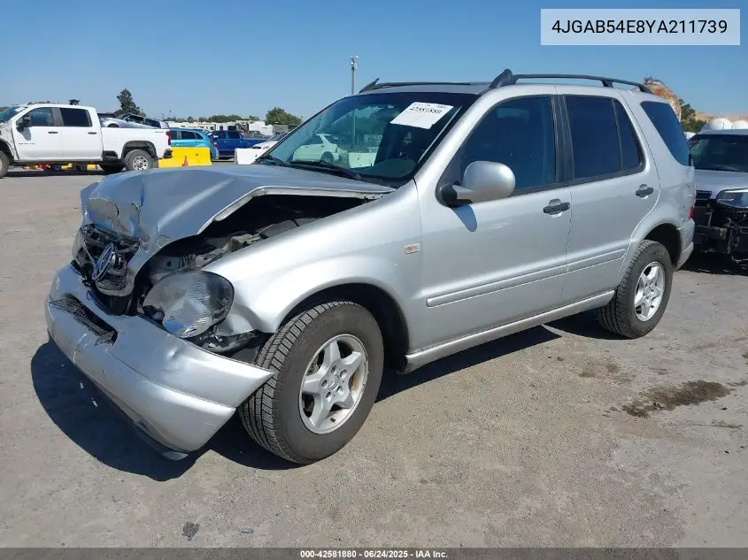 2000 Mercedes-Benz Ml 320 VIN: 4JGAB54E8YA211739 Lot: 42581880