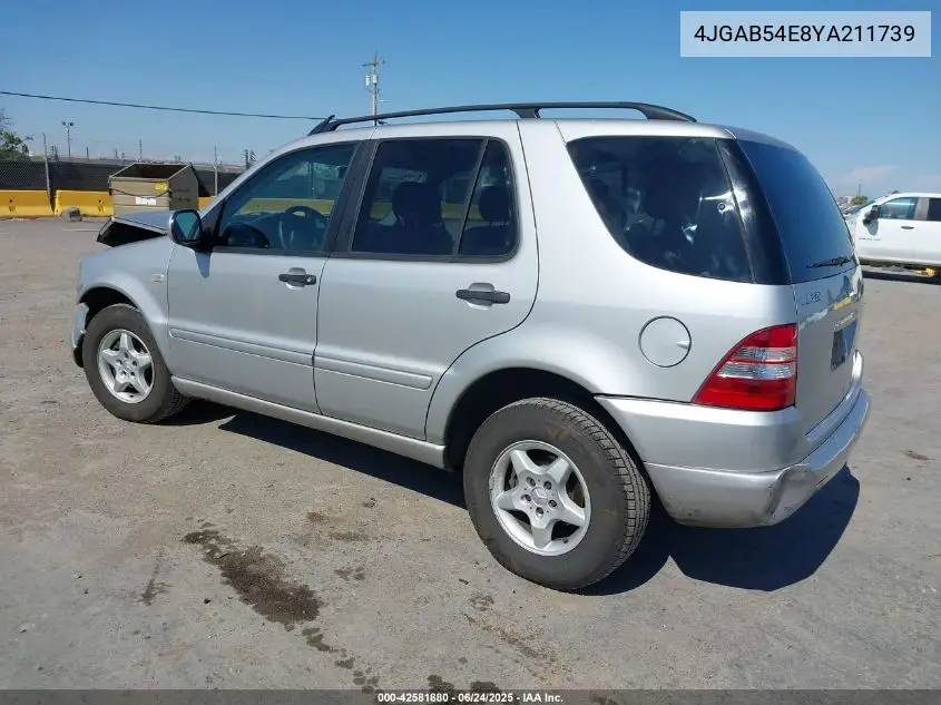 2000 Mercedes-Benz Ml 320 VIN: 4JGAB54E8YA211739 Lot: 42581880