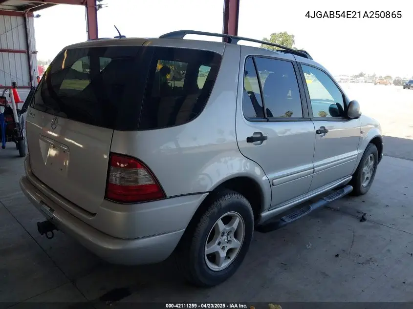 2001 Mercedes-Benz Ml 320 VIN: 4JGAB54E21A250865 Lot: 42111259