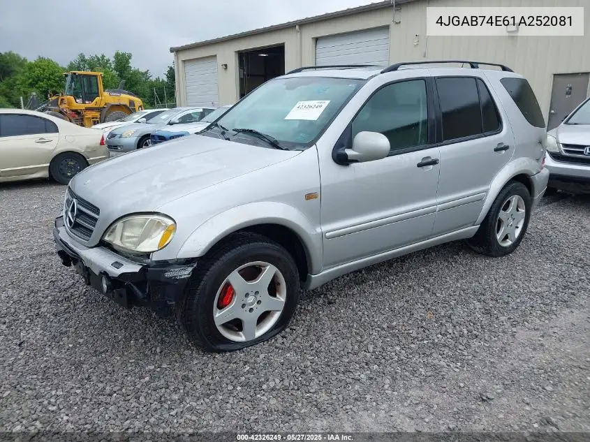 2001 Mercedes-Benz Ml 55 Amg VIN: 4JGAB74E61A252081 Lot: 42326249