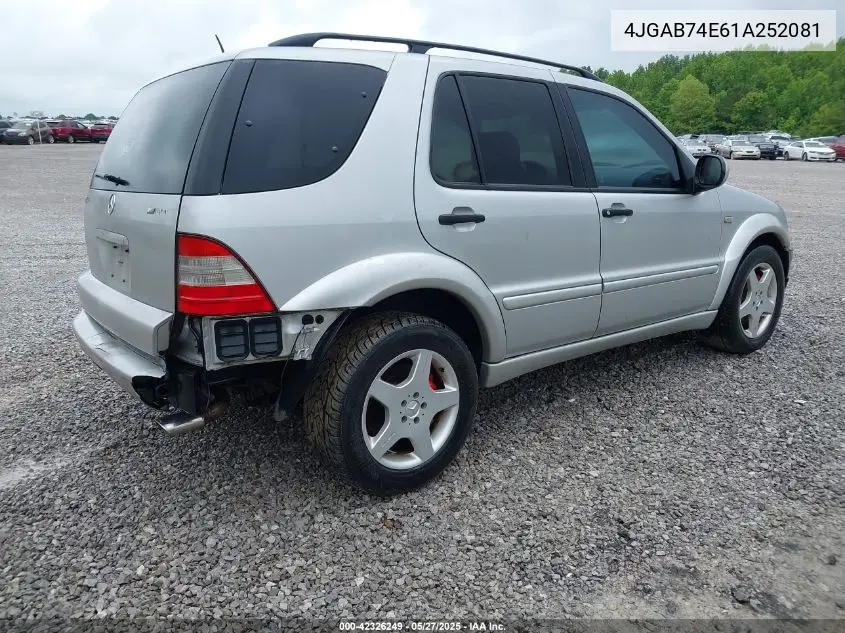 2001 Mercedes-Benz Ml 55 Amg VIN: 4JGAB74E61A252081 Lot: 42326249