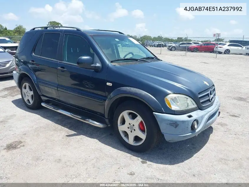 2001 Mercedes-Benz Ml 55 Amg VIN: 4JGAB74E51A237992 Lot: 42445427