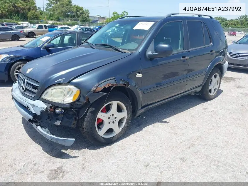 2001 Mercedes-Benz Ml 55 Amg VIN: 4JGAB74E51A237992 Lot: 42445427