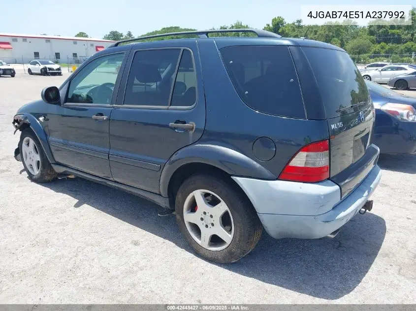 2001 Mercedes-Benz Ml 55 Amg VIN: 4JGAB74E51A237992 Lot: 42445427