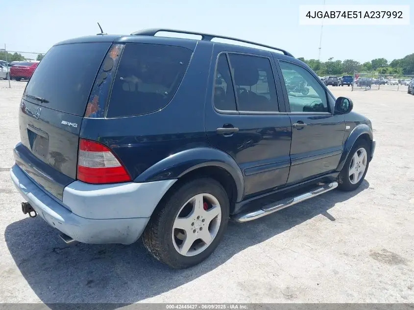 2001 Mercedes-Benz Ml 55 Amg VIN: 4JGAB74E51A237992 Lot: 42445427