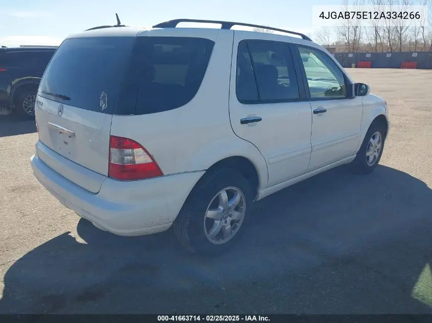 2002 Mercedes-Benz Ml 500 VIN: 4JGAB75E12A334266 Lot: 41663714