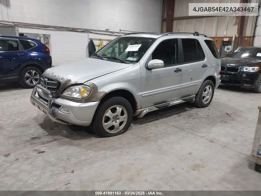 2002 Mercedes-Benz Ml 320 VIN: 4JGAB54E42A343467 Lot: 41891163