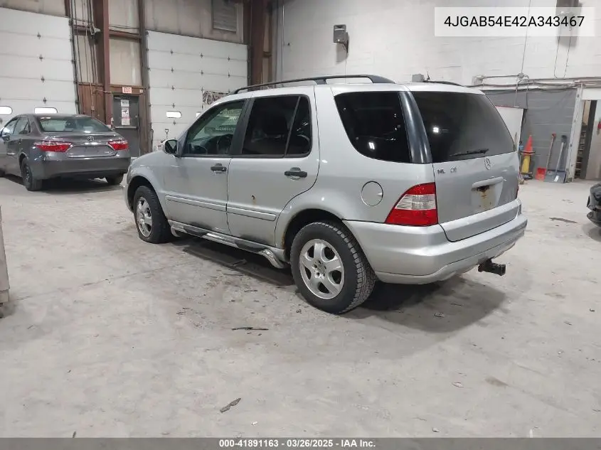 2002 Mercedes-Benz Ml 320 VIN: 4JGAB54E42A343467 Lot: 41891163