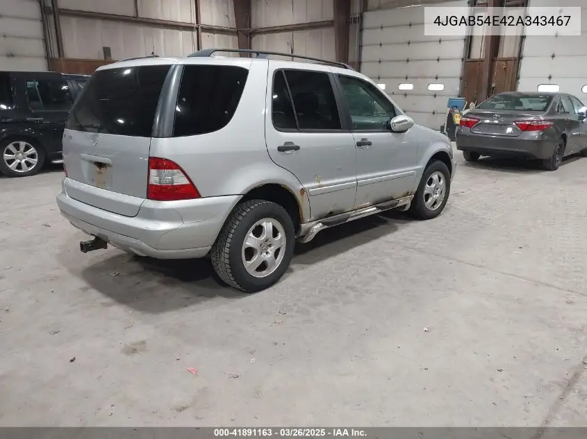 2002 Mercedes-Benz Ml 320 VIN: 4JGAB54E42A343467 Lot: 41891163