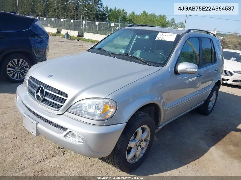 2002 Mercedes-Benz Ml 500 VIN: 4JGAB75E22A364537 Lot: 42119184