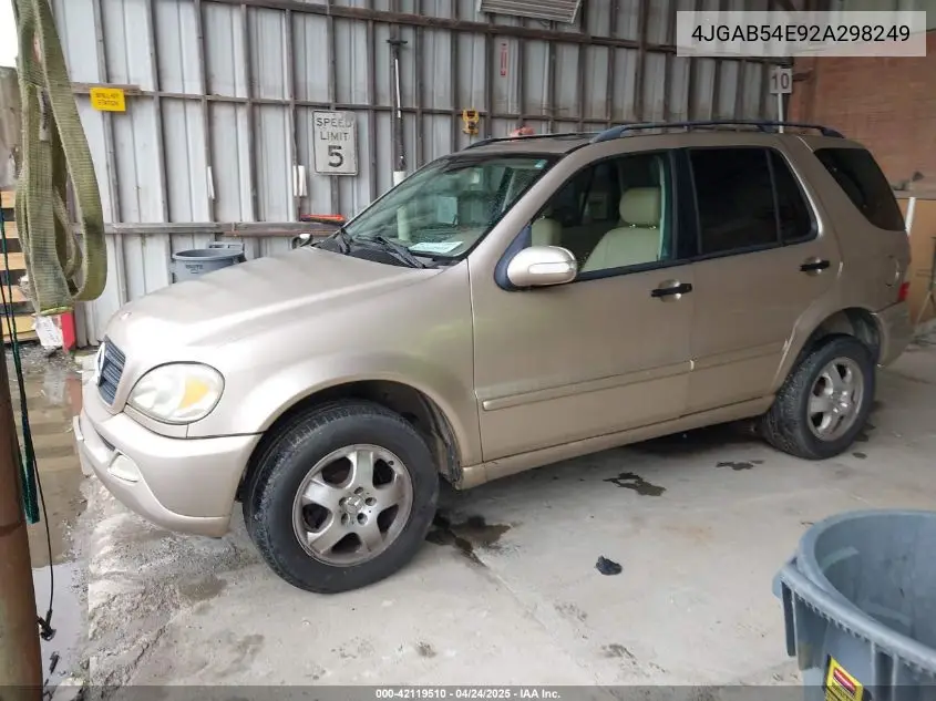 2002 Mercedes-Benz Ml 320 VIN: 4JGAB54E92A298249 Lot: 42119510
