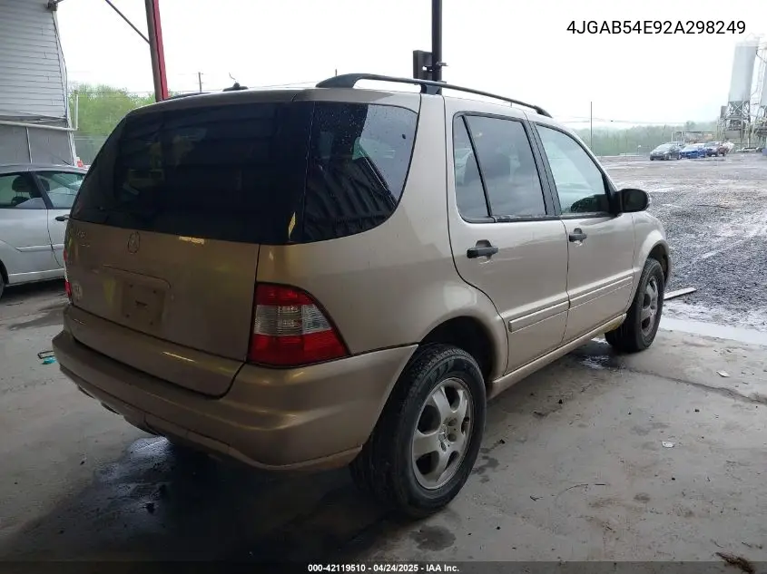 2002 Mercedes-Benz Ml 320 VIN: 4JGAB54E92A298249 Lot: 42119510