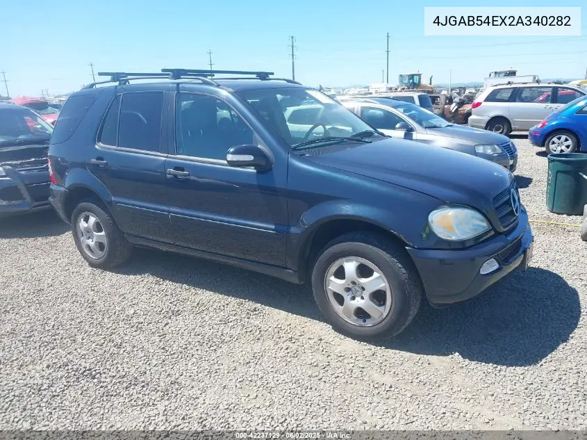 2002 Mercedes-Benz Ml 320 VIN: 4JGAB54EX2A340282 Lot: 42237129