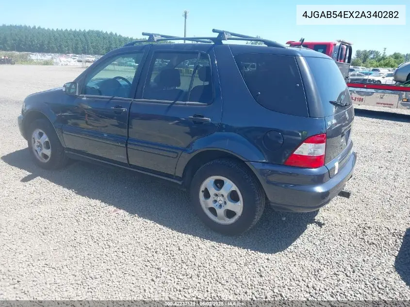 2002 Mercedes-Benz Ml 320 VIN: 4JGAB54EX2A340282 Lot: 42237129