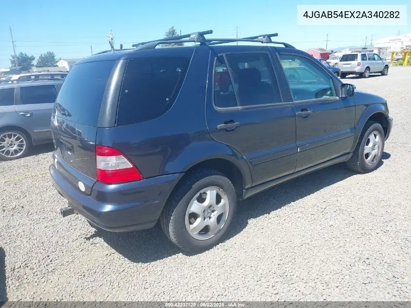 2002 Mercedes-Benz Ml 320 VIN: 4JGAB54EX2A340282 Lot: 42237129