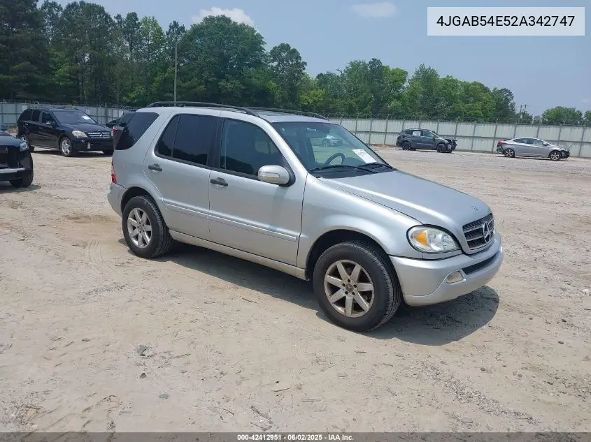 2002 Mercedes-Benz Ml 320 VIN: 4JGAB54E52A342747 Lot: 42412951