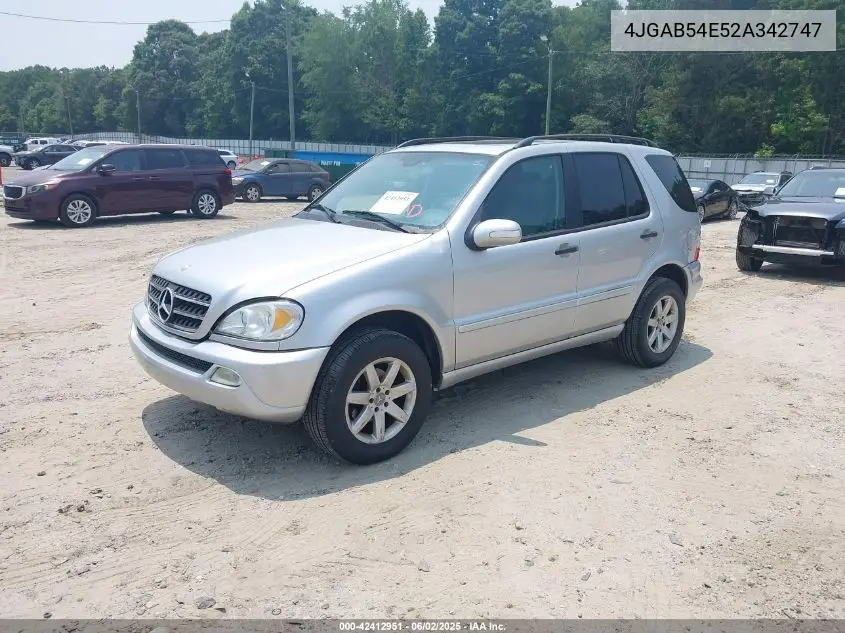2002 Mercedes-Benz Ml 320 VIN: 4JGAB54E52A342747 Lot: 42412951