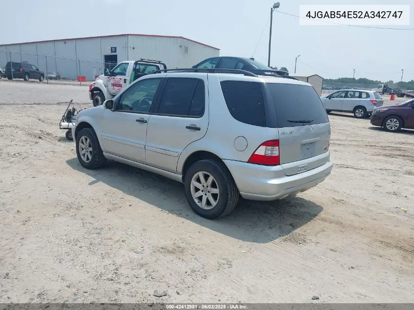2002 Mercedes-Benz Ml 320 VIN: 4JGAB54E52A342747 Lot: 42412951